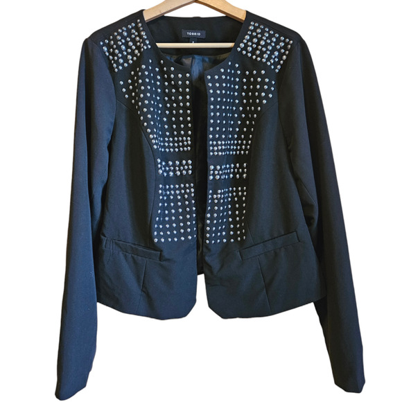 torrid Jackets & Blazers - Torrid Studded Blazer Open Front Jacket Lined Black Women's Size 2 (18/20; 2X)